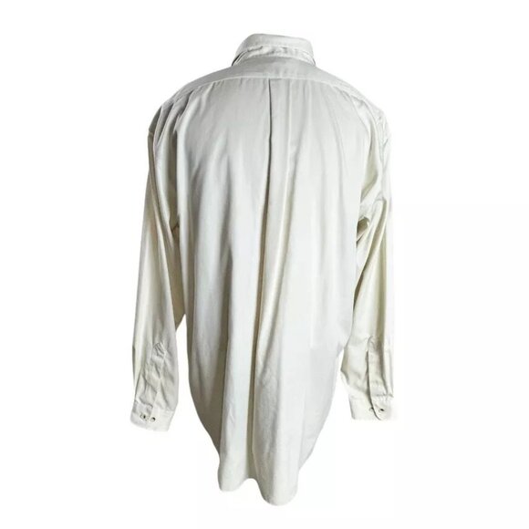 LL BEAN Shirt Men XL TALL Wrinkle Resistant Ivory Beige Oxford Button Down - Picture 3 of 6